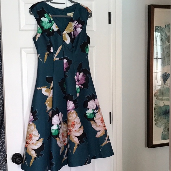 Moulinette Soeurs Dresses & Skirts - Moulinette Soeurs floral Gorgeous dark teal lined dress from Anthropologie